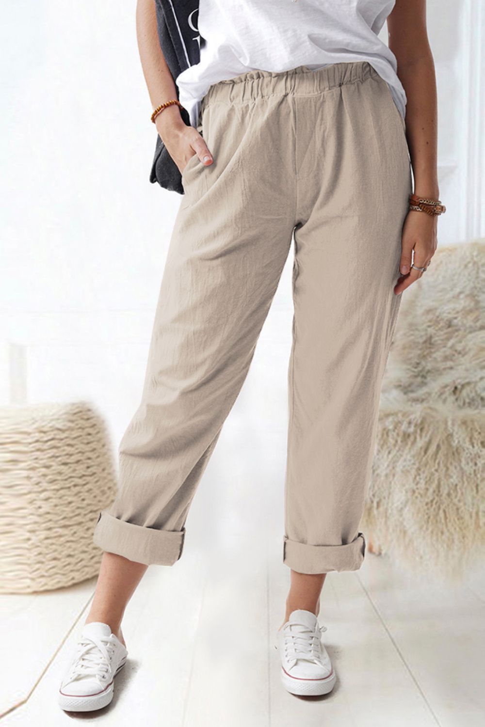 Paperbag Waist Pull-On Pants with Pockets - Bottoms - Pants - 6 - 2024