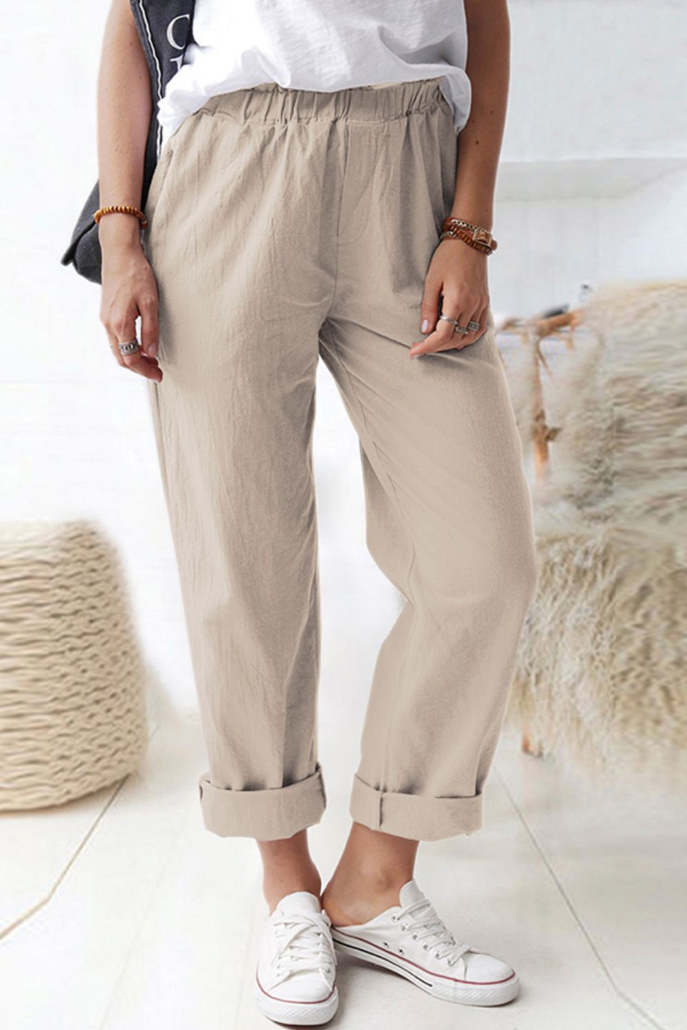 Paperbag Waist Pull-On Pants with Pockets - Bottoms - Pants - 5 - 2024