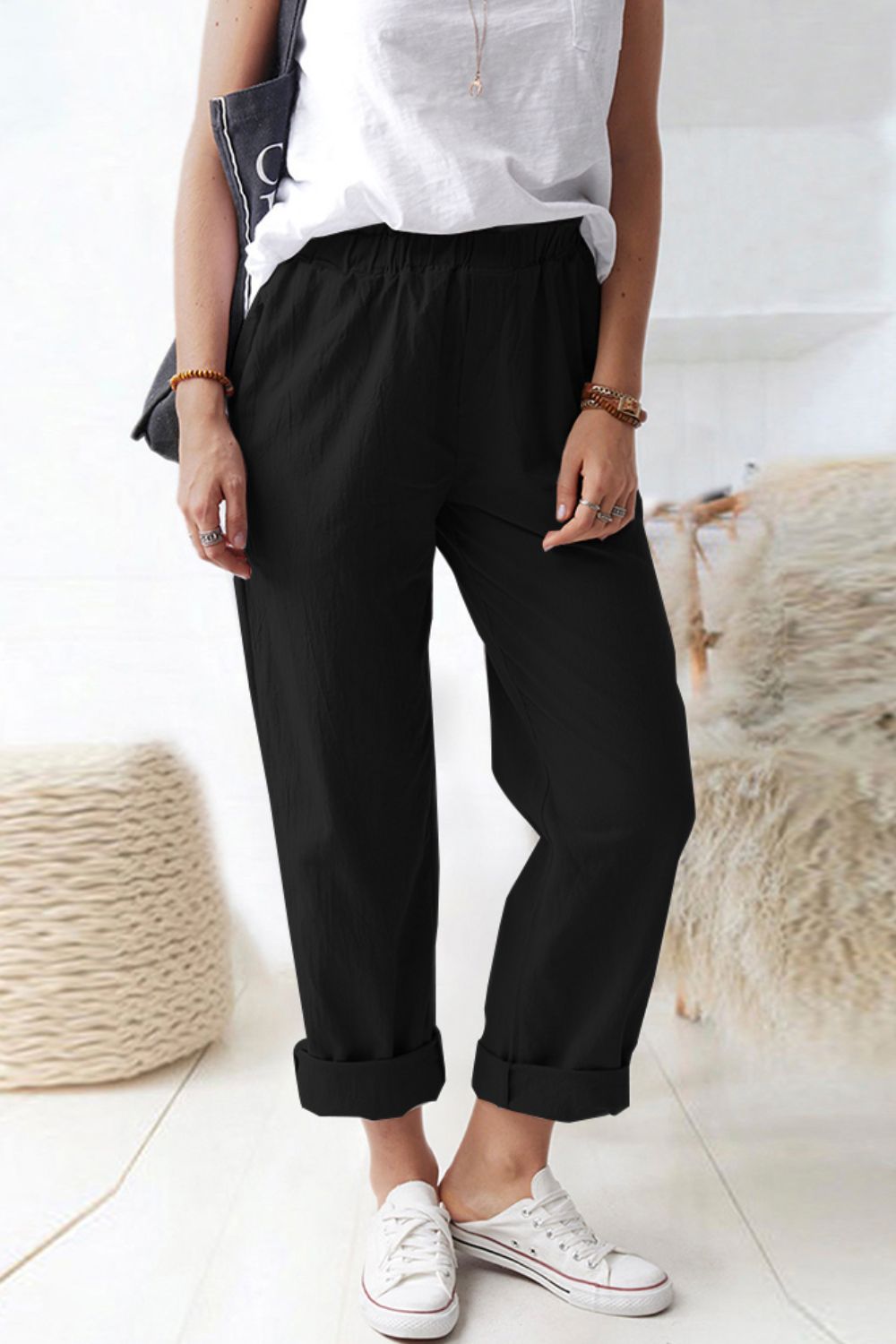 Paperbag Waist Pull-On Pants with Pockets - Bottoms - Pants - 3 - 2024
