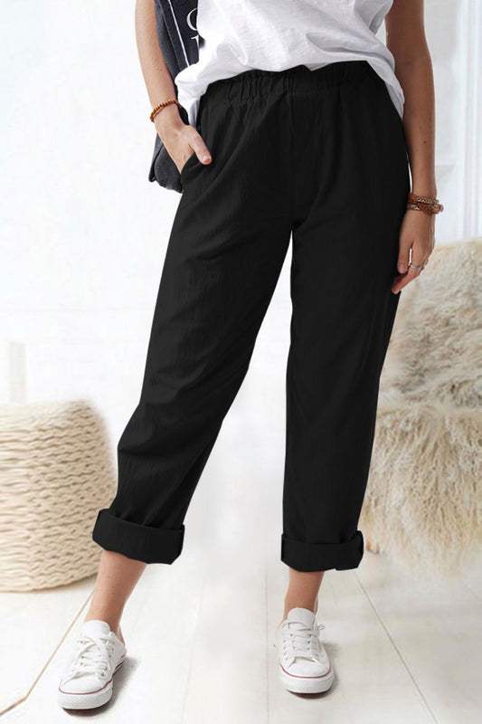 Paperbag Waist Pull-On Pants with Pockets - Bottoms - Pants - 2 - 2024