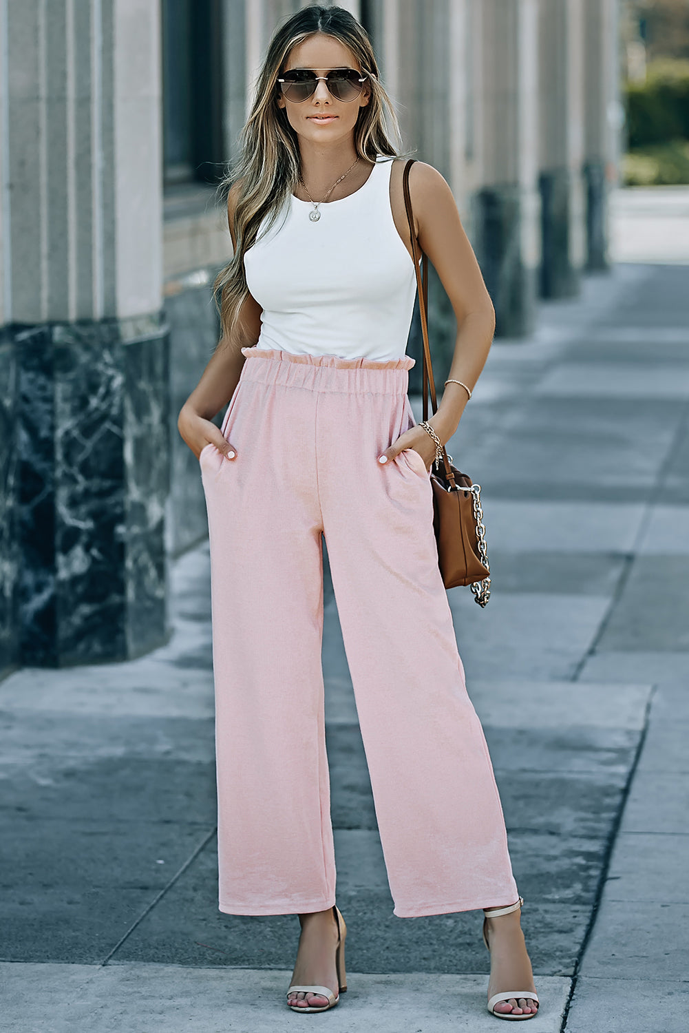 Paperbag Wide Leg Pants with Pockets - Bottoms - Pants - 6 - 2024