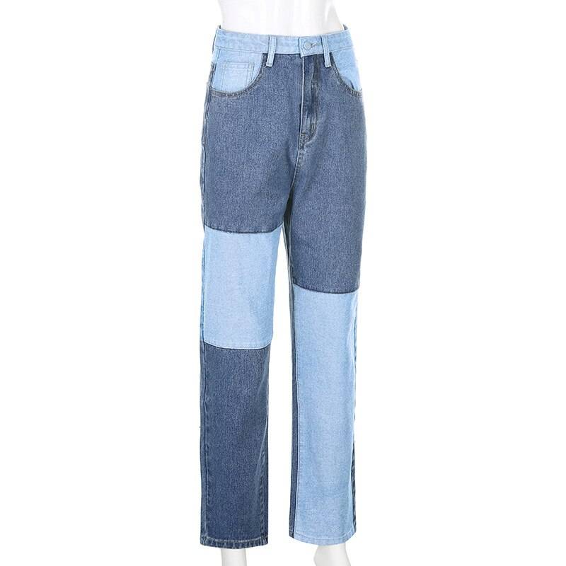 Patchwork Jeans High Waisted - Bottoms - Shirts & Tops - 14 - 2024