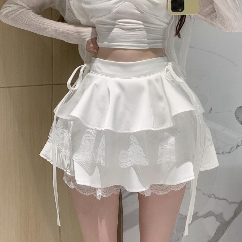 Pink Ruffle Mini Skirt - White / XL - Bottoms - Skirts - 30 - 2024