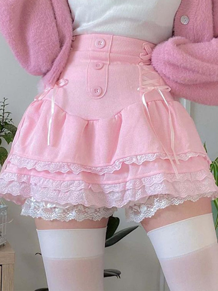 Pink Skirt With Cascading Ruffles - Bottoms - Clothing - 2 - 2024
