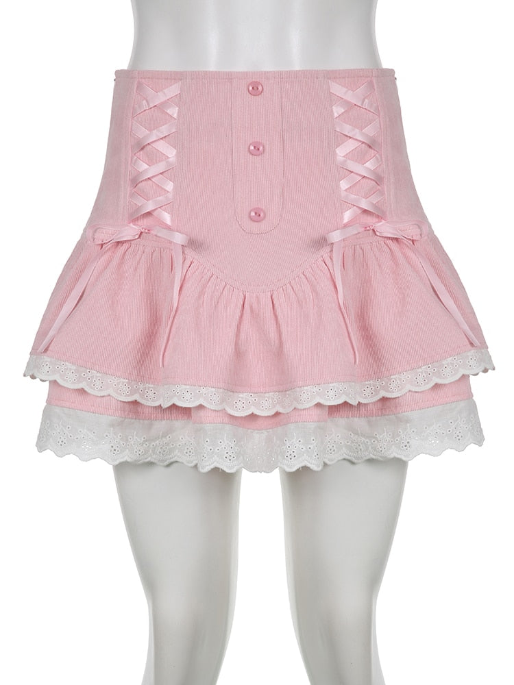 Pink Skirt With Cascading Ruffles - Bottoms - Clothing - 3 - 2024