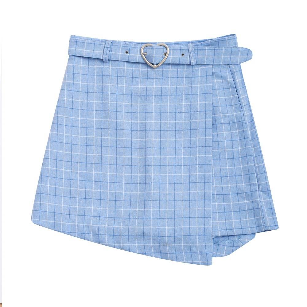 Plaid A-Line Mini Skirt with Heart Buckle - Bottoms - Dresses - 4 - 2024