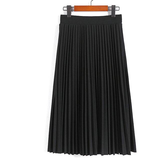 Pleated Satin High Waist Skirt - Black / Free - Bottoms - Skirts - 15 - 2024