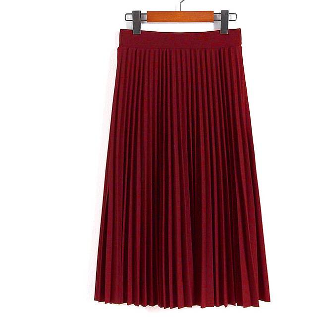Pleated Satin High Waist Skirt - Red / Free - Bottoms - Skirts - 13 - 2024