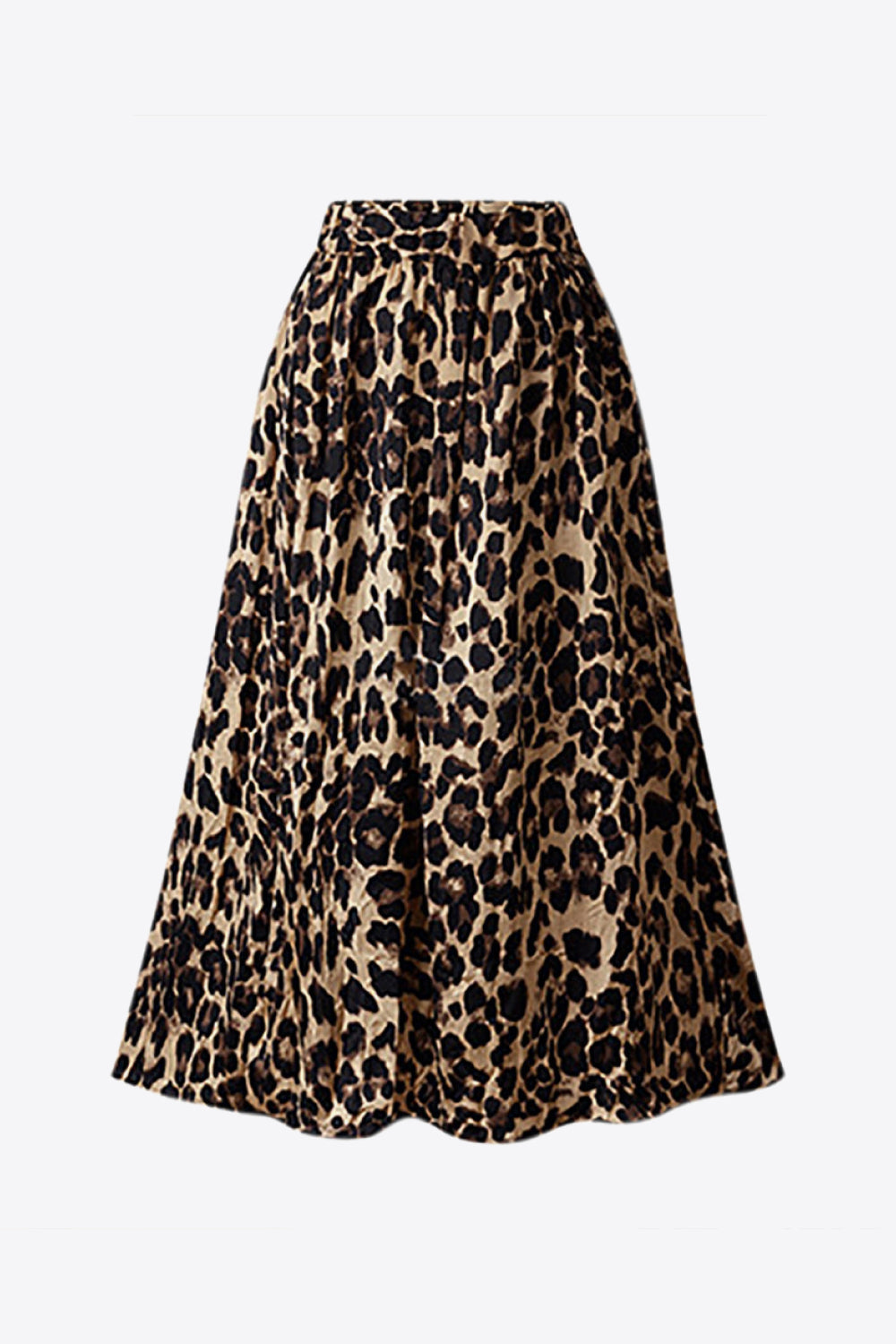 Plus Size Leopard Print Midi Skirt - Leopard / L - Bottoms - Skirts - 1 - 2024