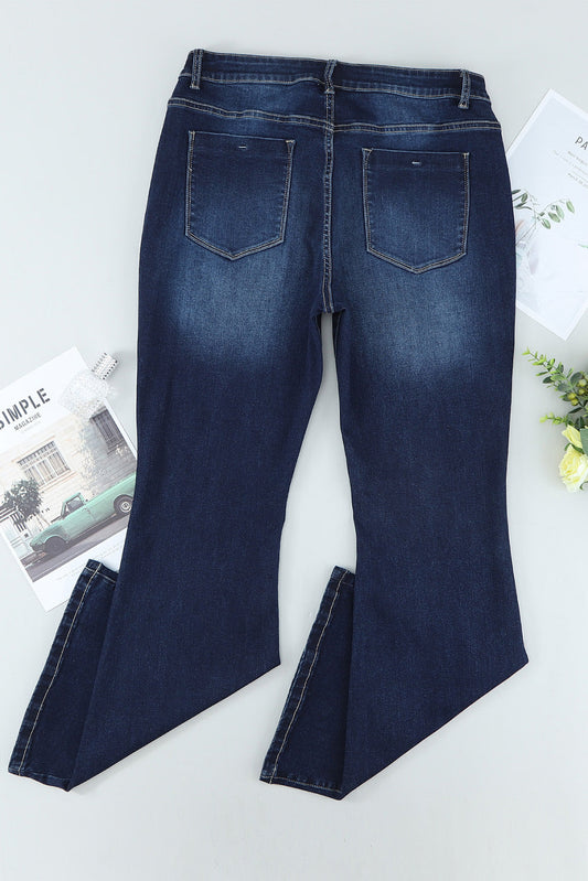 Plus Size Mid-Rise Waist Flare Jeans - Bottoms - Pants - 2 - 2024