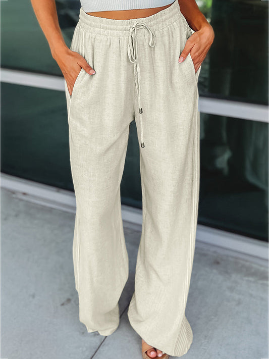 Pocketed Elegance Wide Leg Pants - White / S - Bottoms - Pants - 1 - 2024