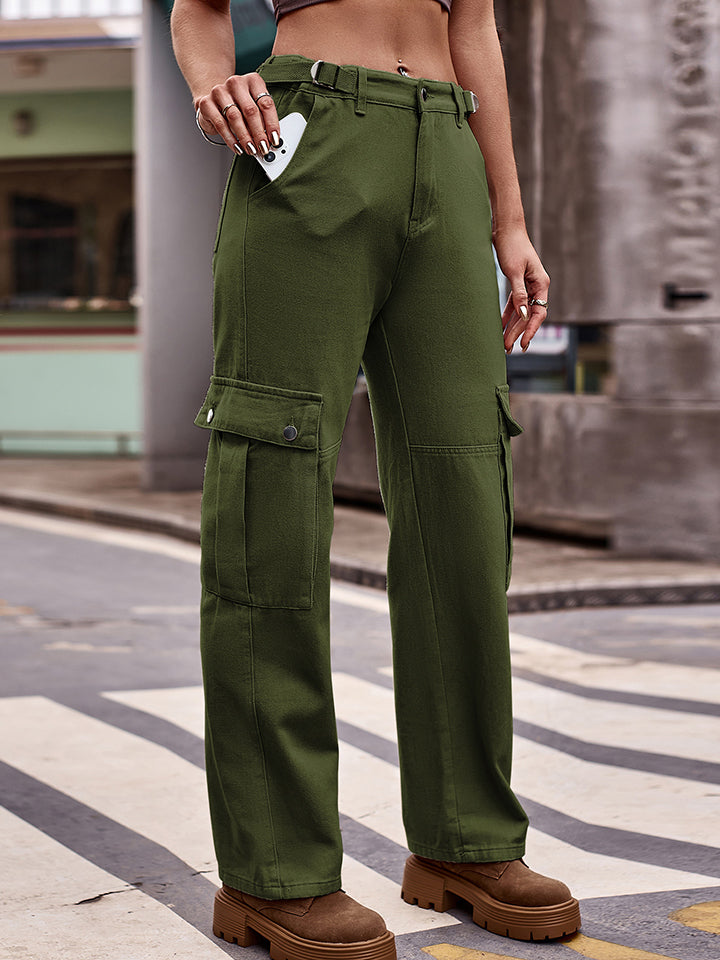 Pocketed Wide Leg Jeans - Green / S - Bottoms - Pants - 8 - 2024