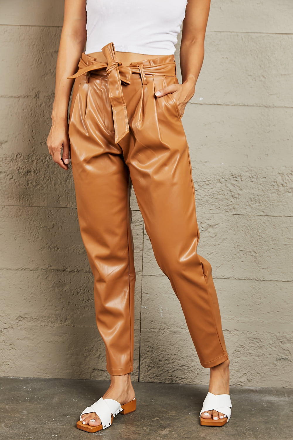 Powerful You Full Size Faux Leather Paperbag Waist Pants - Bottoms - Pants - 8 - 2024