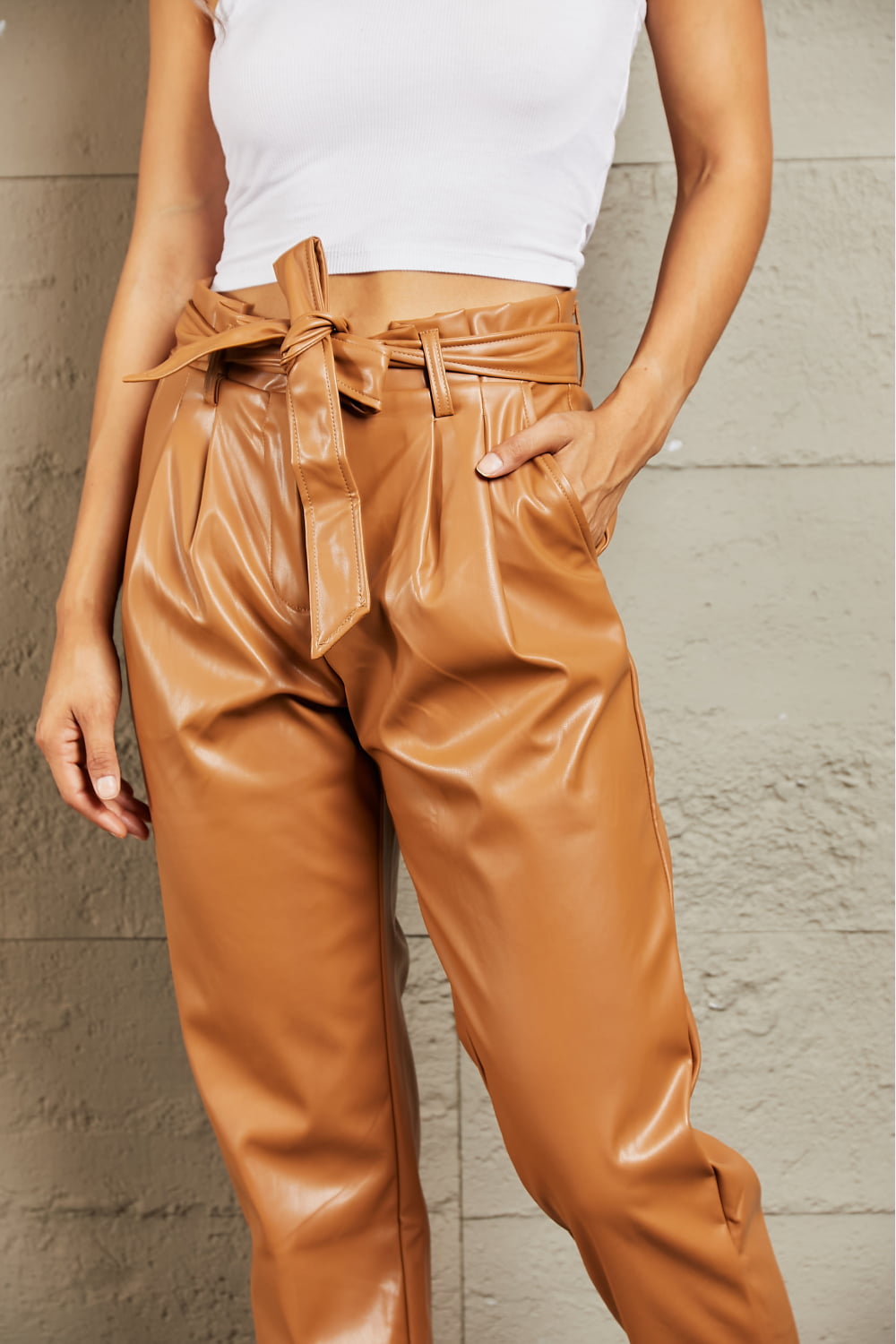 Powerful You Full Size Faux Leather Paperbag Waist Pants - Bottoms - Pants - 11 - 2024