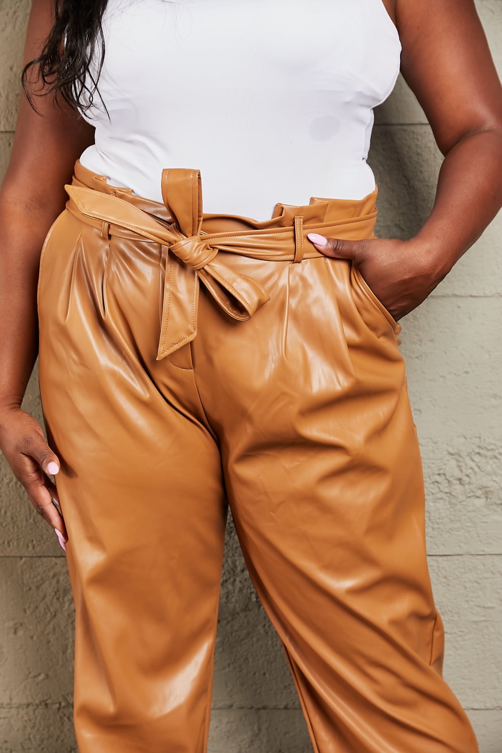 Powerful You Full Size Faux Leather Paperbag Waist Pants - Bottoms - Pants - 6 - 2024