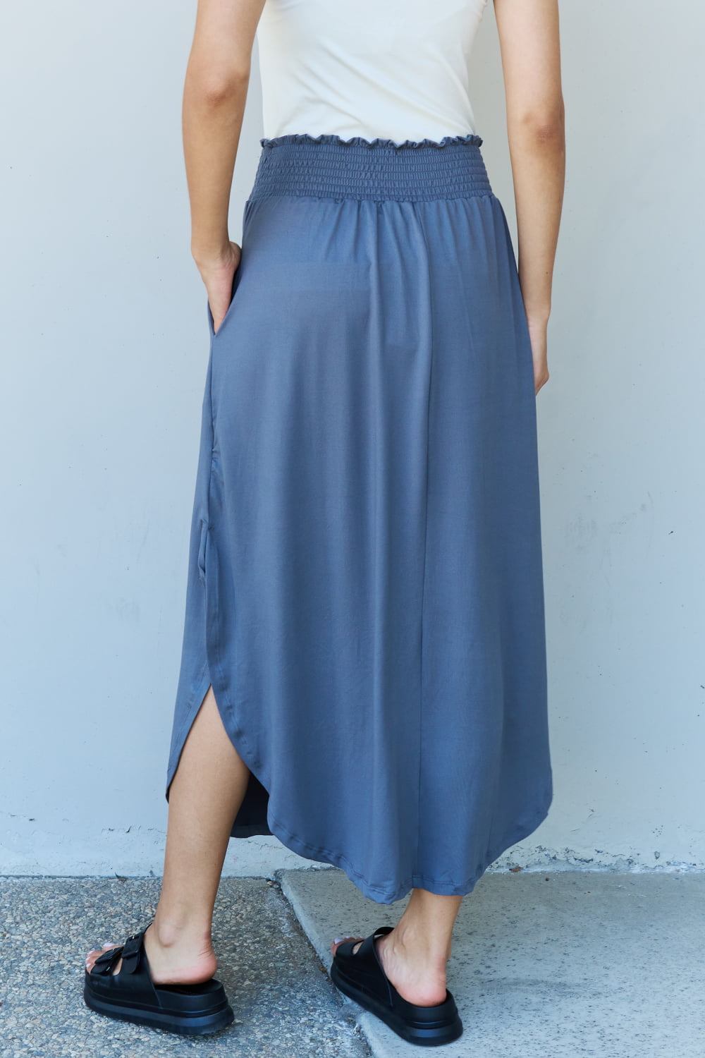 Princess Full Size High Waist Scoop Hem Maxi Skirt in Dusty Blue - Bottoms - Skirts - 2 - 2024