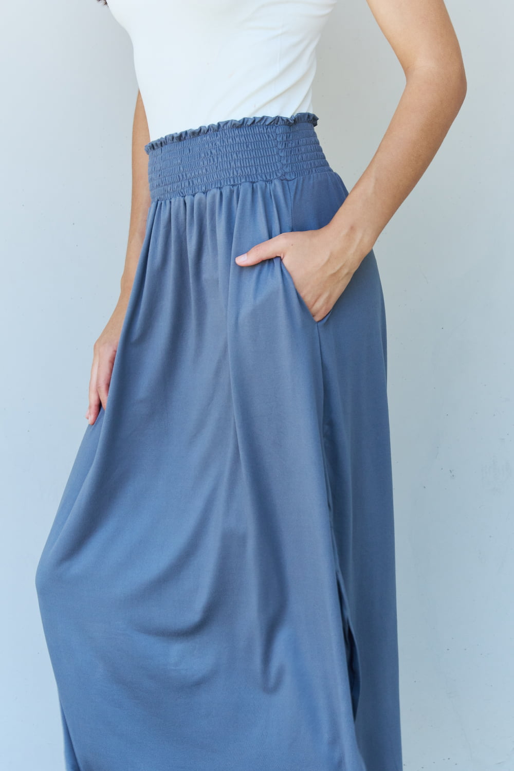 Princess Full Size High Waist Scoop Hem Maxi Skirt in Dusty Blue - Bottoms - Skirts - 5 - 2024
