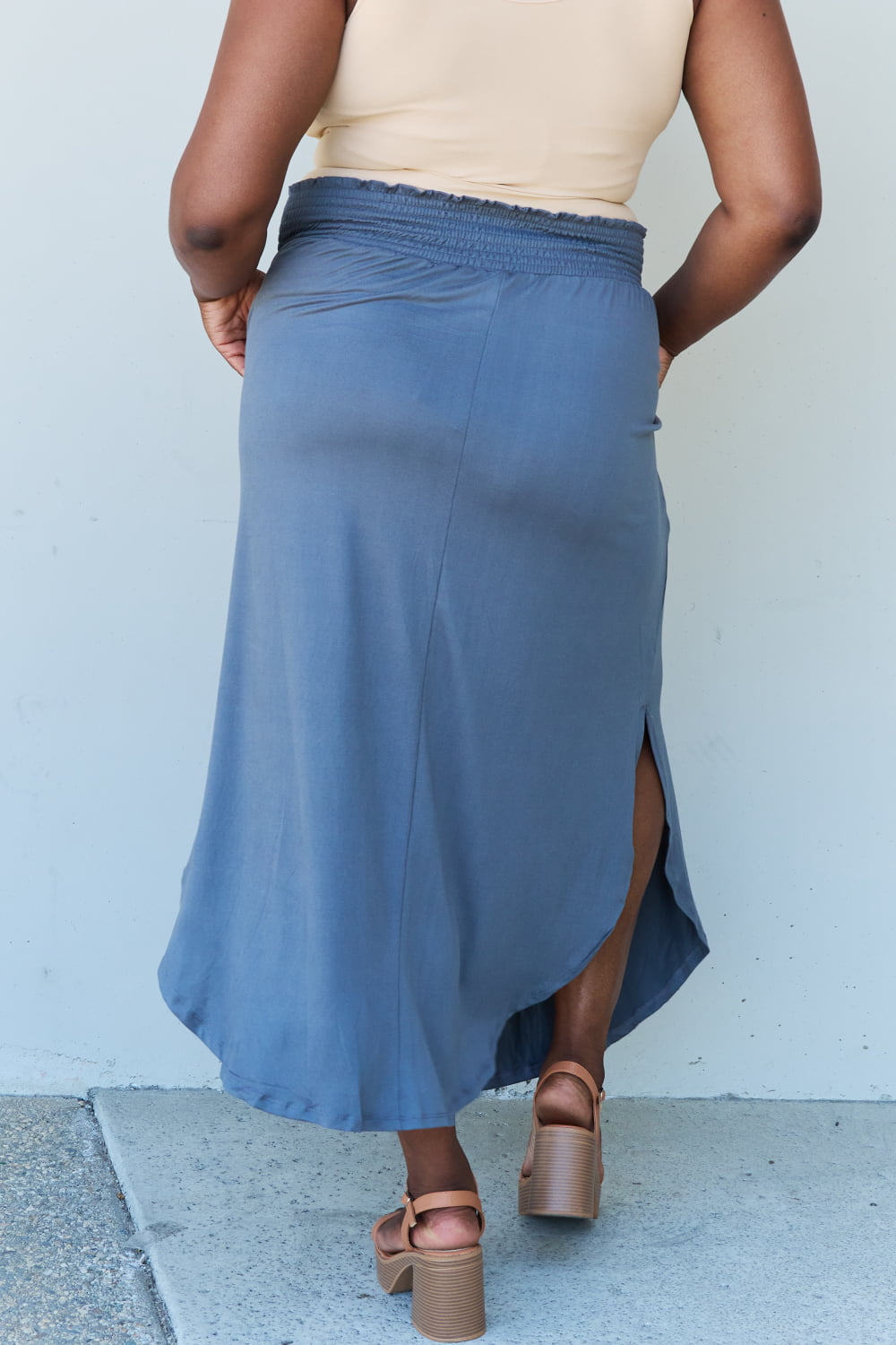 Princess Full Size High Waist Scoop Hem Maxi Skirt in Dusty Blue - Bottoms - Skirts - 9 - 2024