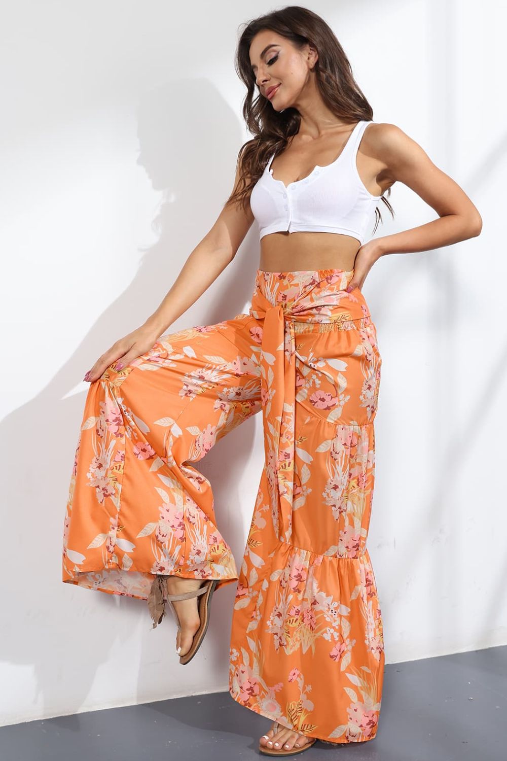 Printed High-Rise Tied Culottes - Bottoms - Pants - 3 - 2024