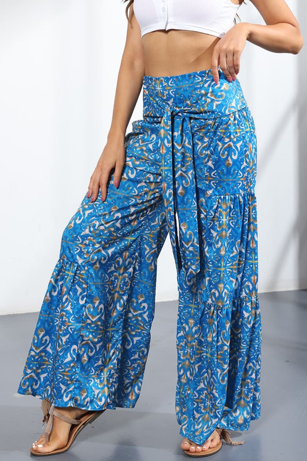Printed High-Rise Tied Culottes - Bottoms - Pants - 11 - 2024