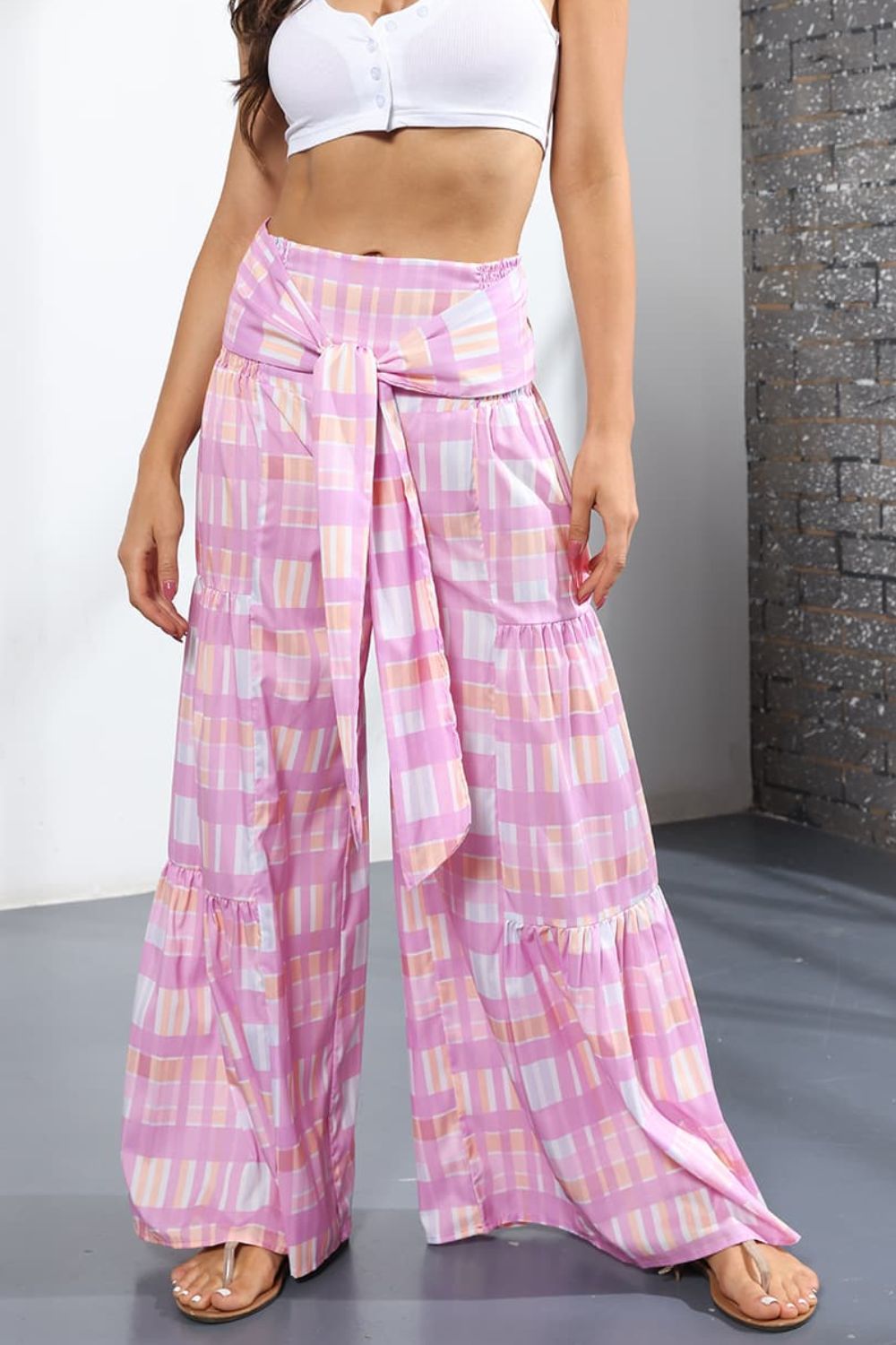 Printed High-Rise Tied Culottes - Pink / S - Bottoms - Pants - 19 - 2024