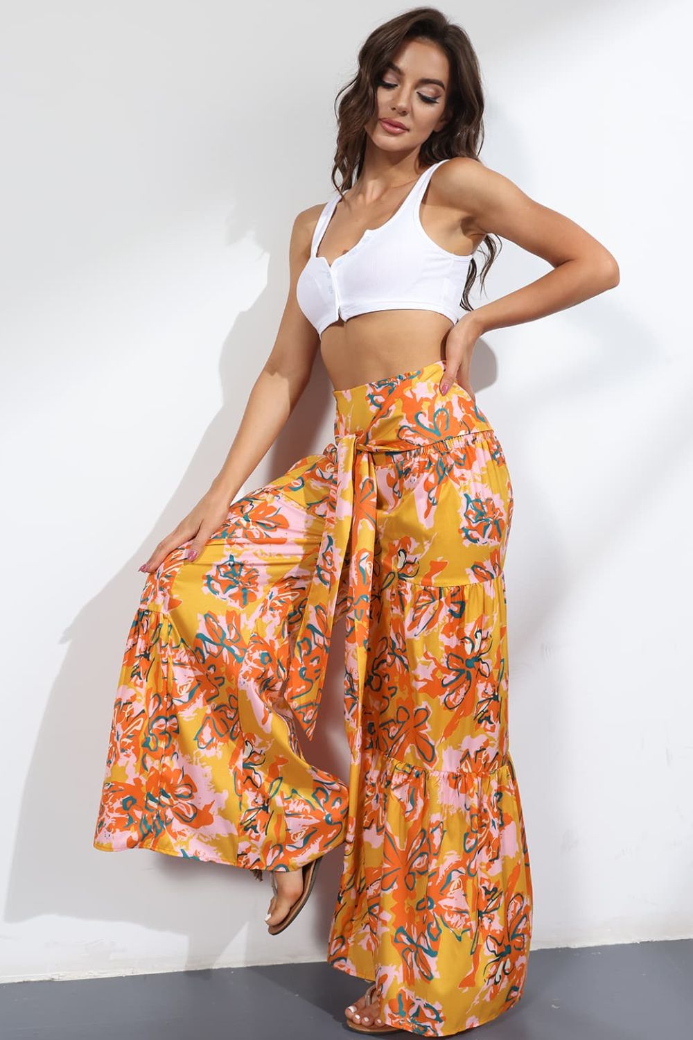 Printed High-Rise Tied Culottes - Bottoms - Pants - 18 - 2024