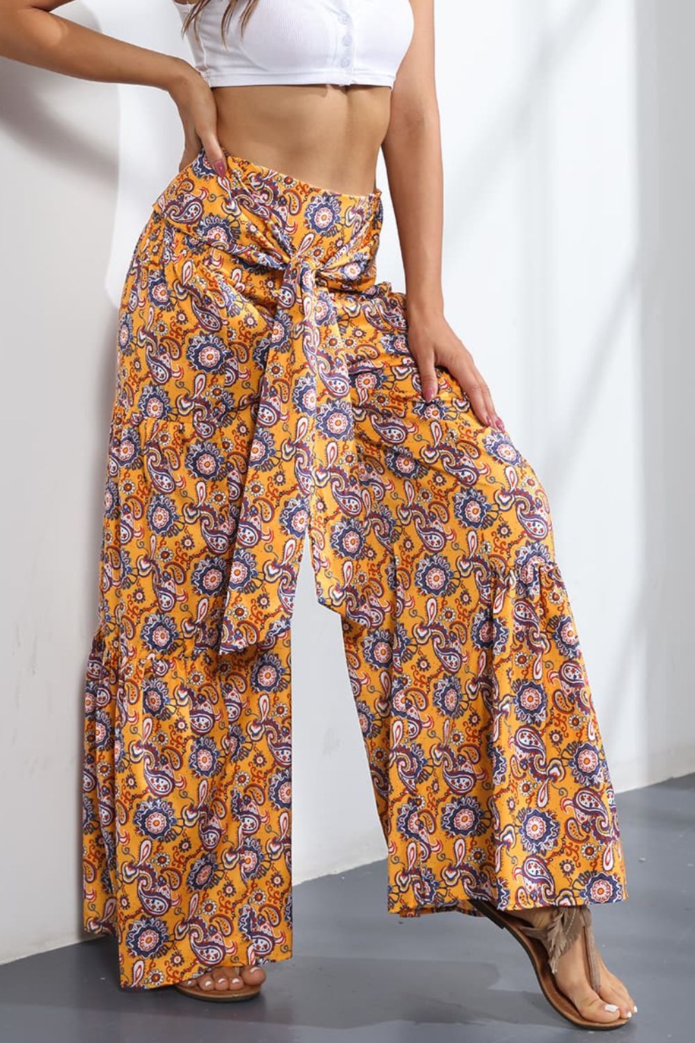 Printed High-Rise Tied Culottes - Bottoms - Pants - 23 - 2024