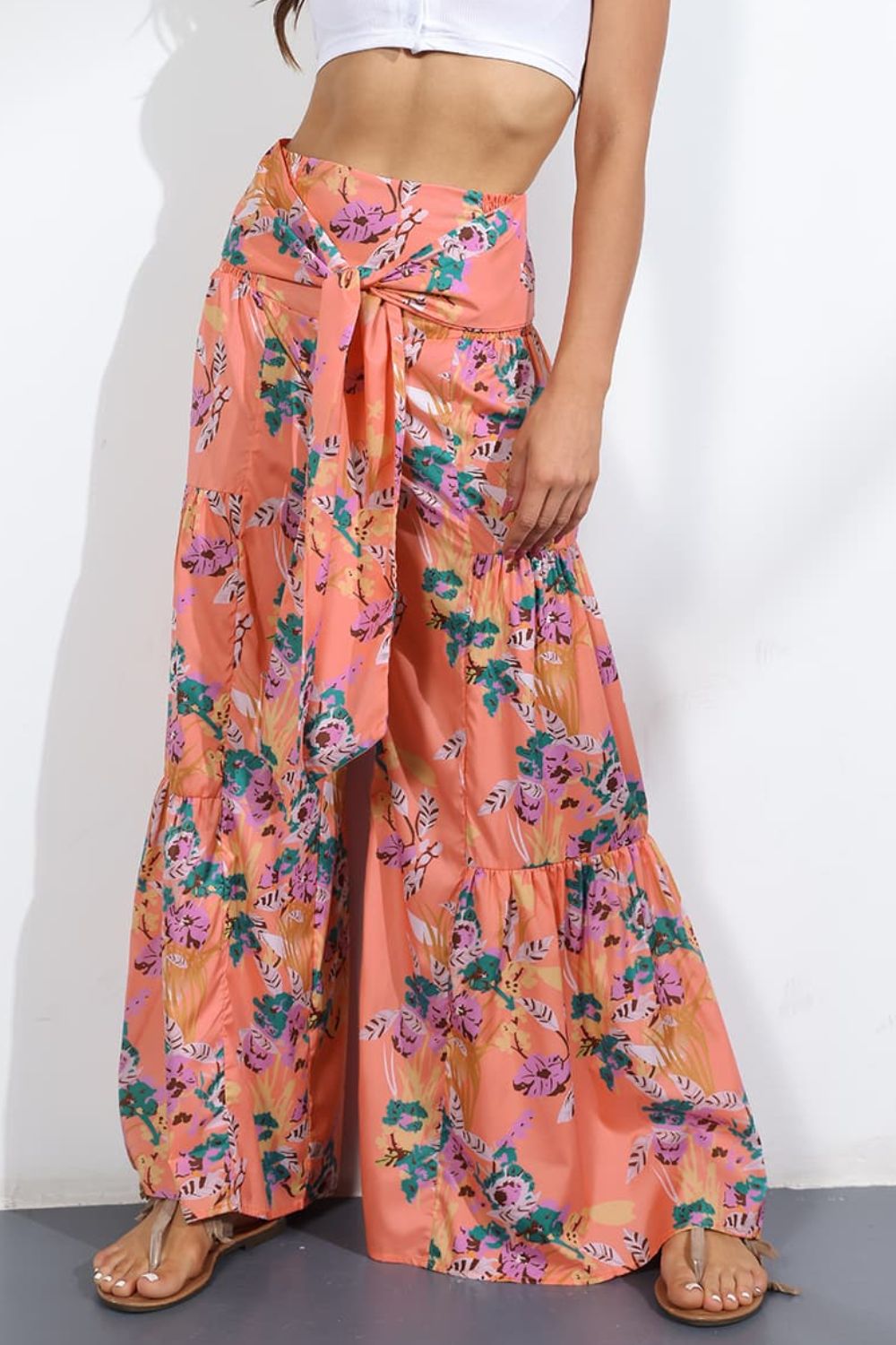 Printed High-Rise Tied Culottes - Bottoms - Pants - 8 - 2024