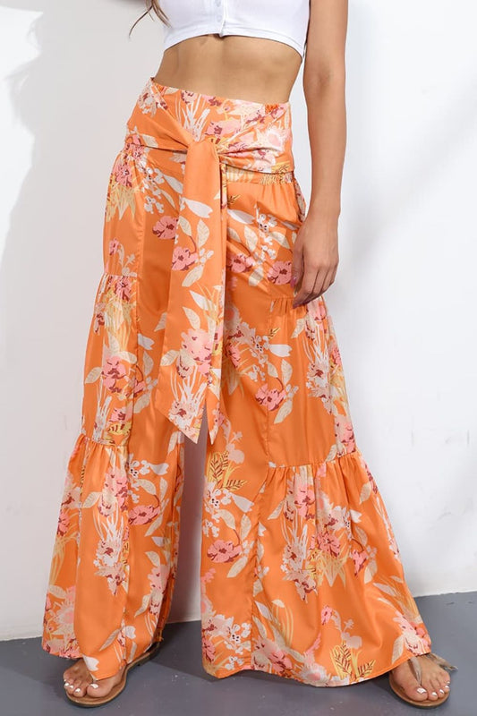 Printed High-Rise Tied Culottes - Orange / S - Bottoms - Pants - 1 - 2024