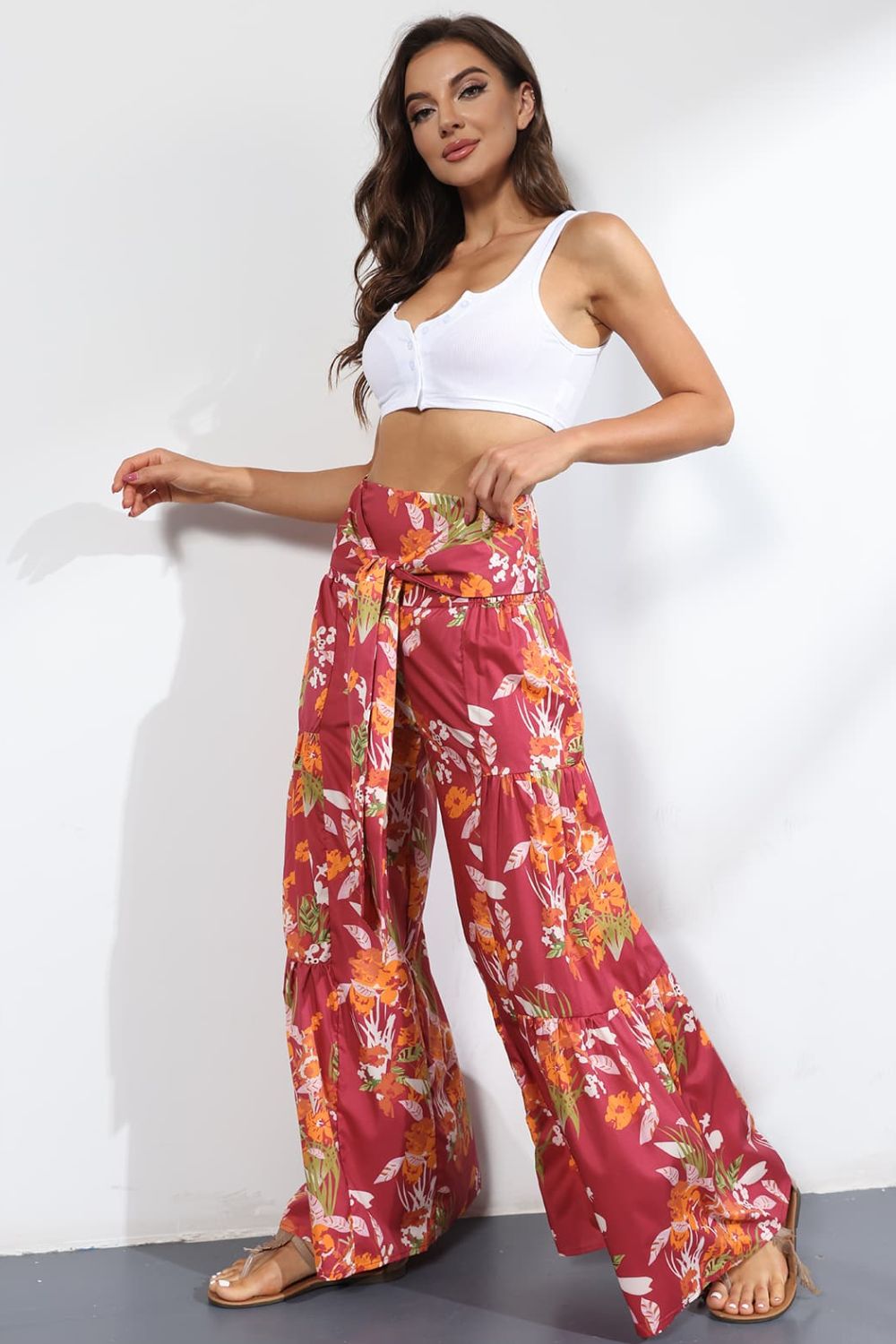 Printed High-Rise Tied Culottes - Bottoms - Pants - 6 - 2024