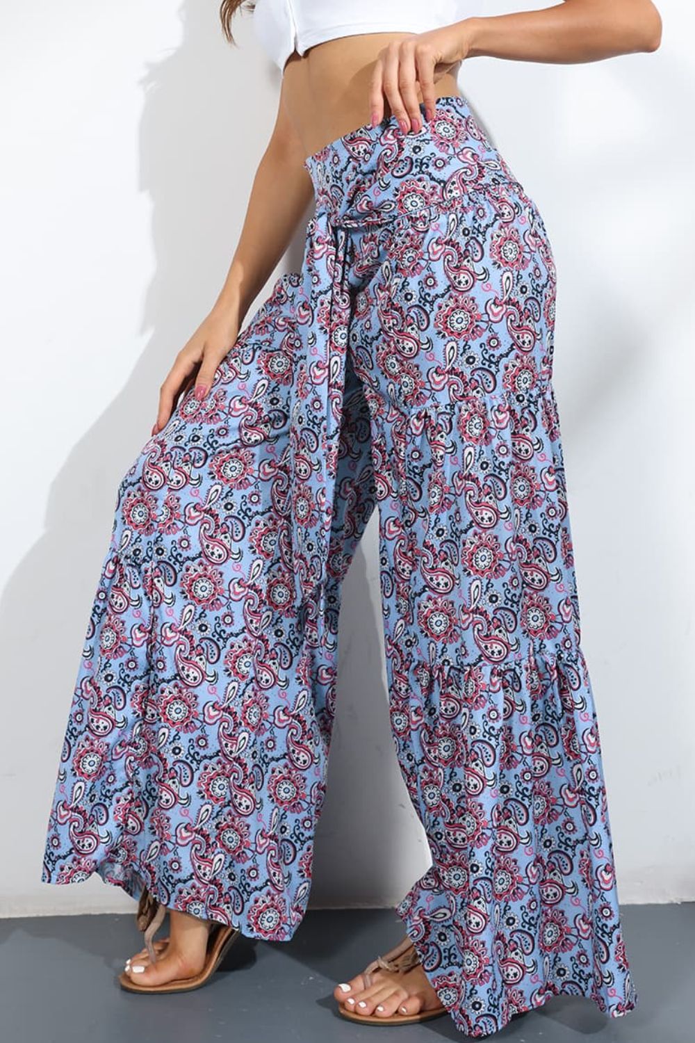 Printed High-Rise Tied Culottes - Bottoms - Pants - 26 - 2024