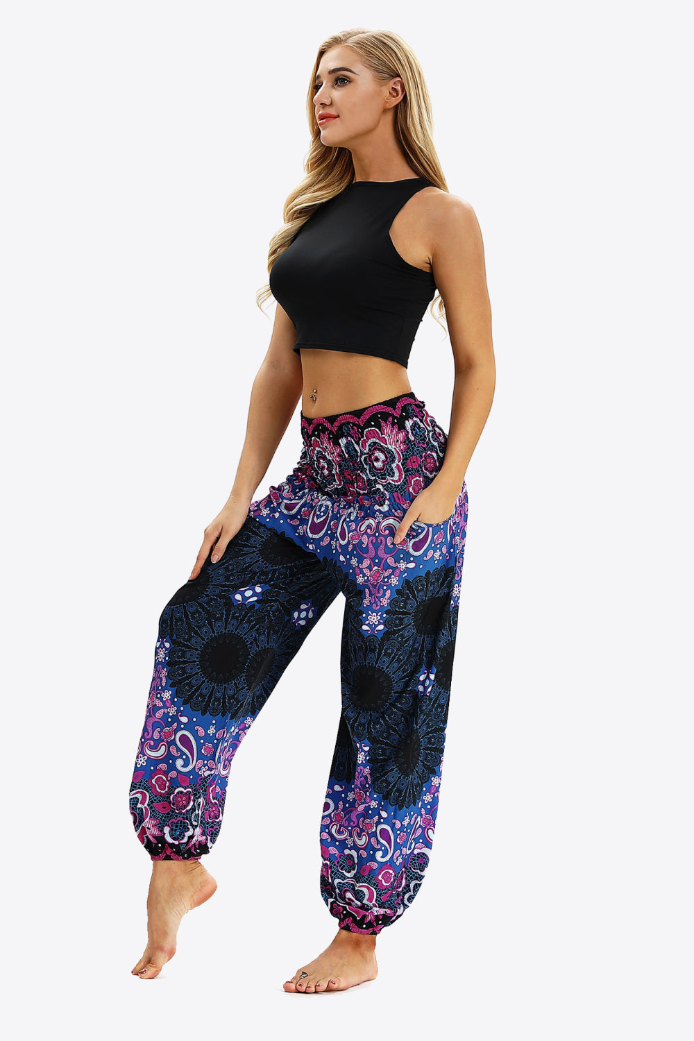 Printed Jogger Pants with Pockets - Purple / One Size - Bottoms - Pants - 4 - 2024