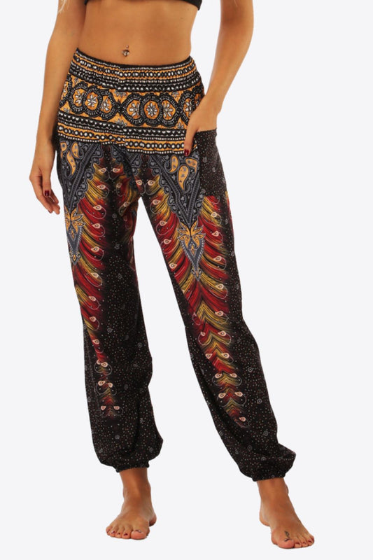 Printed Pants with Pockets - Brown / One Size - Bottoms - Pants - 1 - 2024
