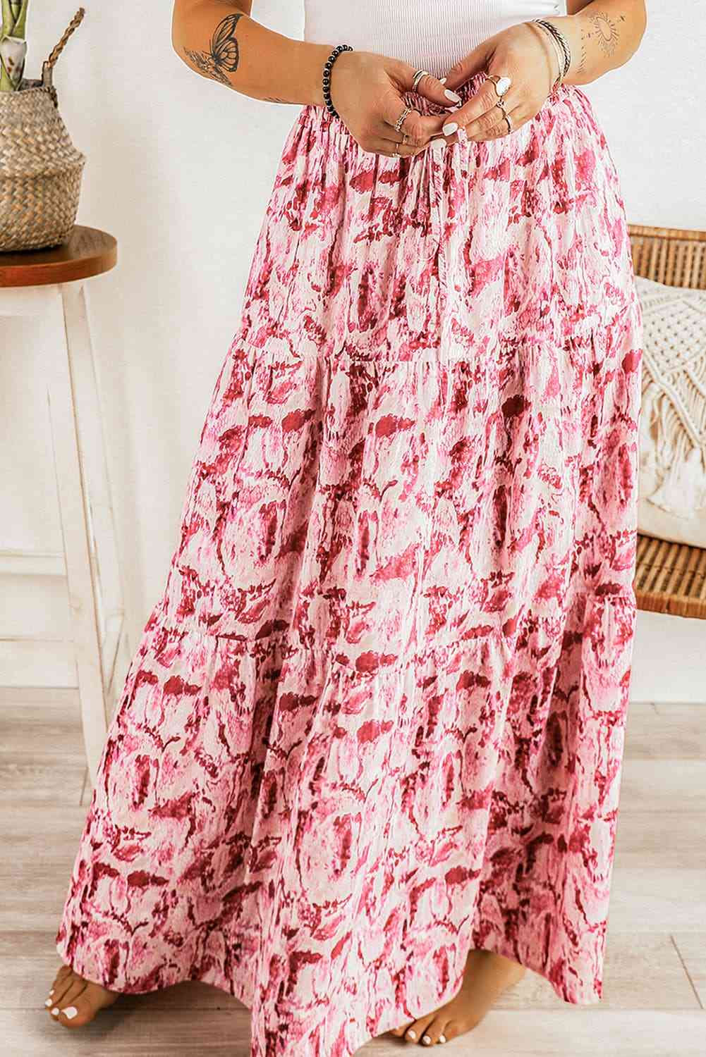 Printed Smocked Waist Maxi Skirt - Bottoms - Skirts - 3 - 2024