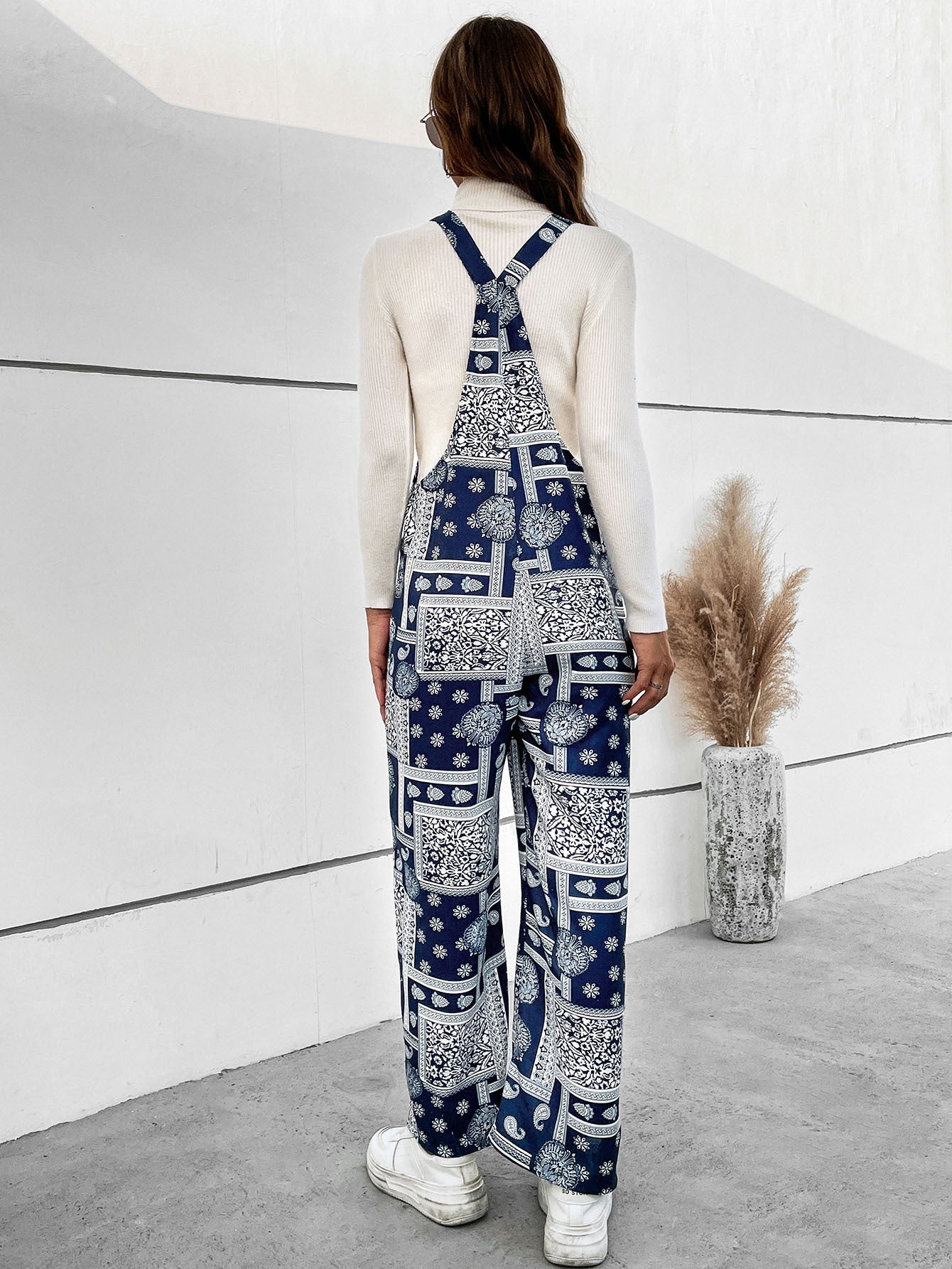Printed Straight Leg Jumpsuit with Pockets - Bottoms - Jumpsuits & Rompers - 2 - 2024