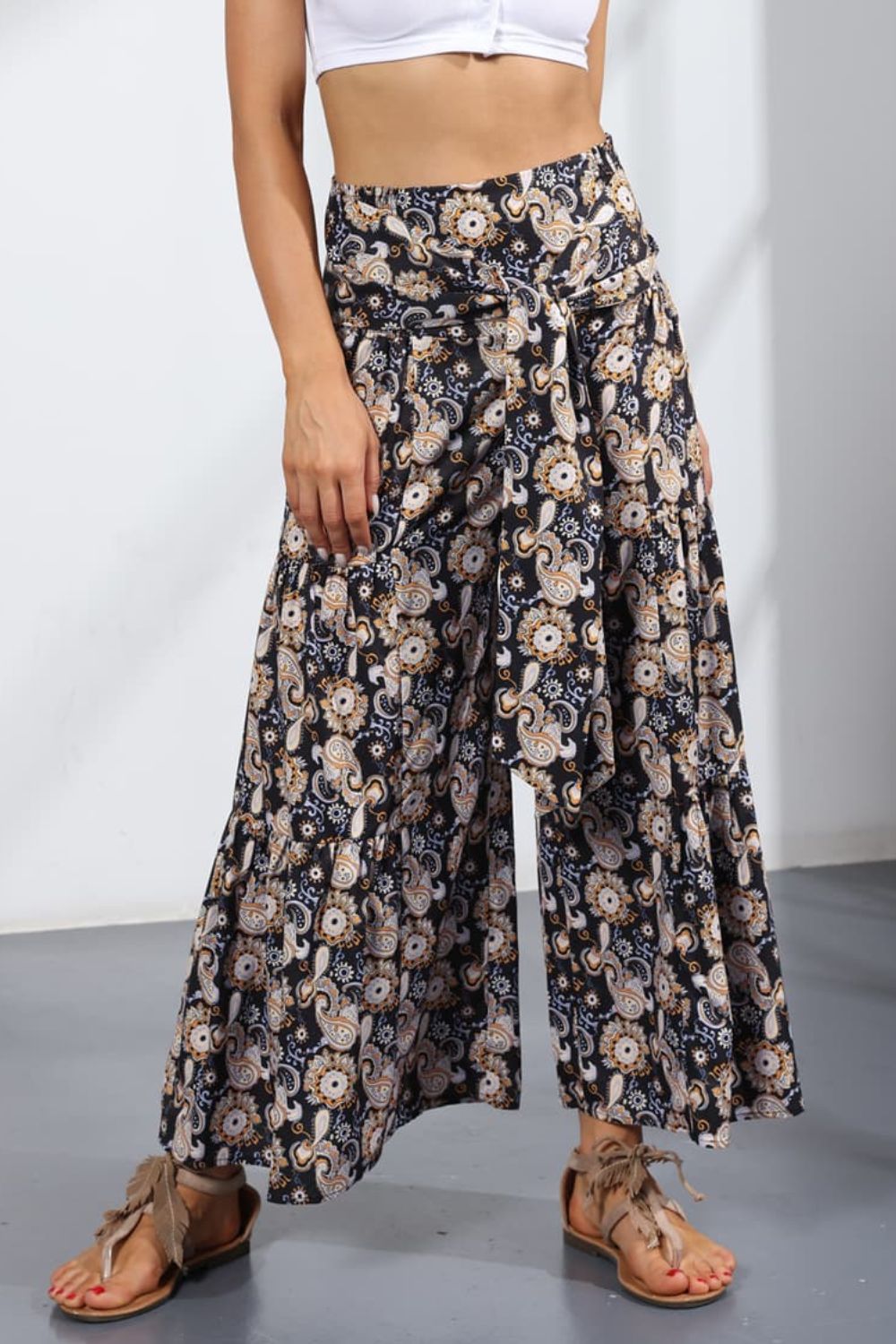 Printed Tie-Front Culottes - Bottoms - Pants - 4 - 2024