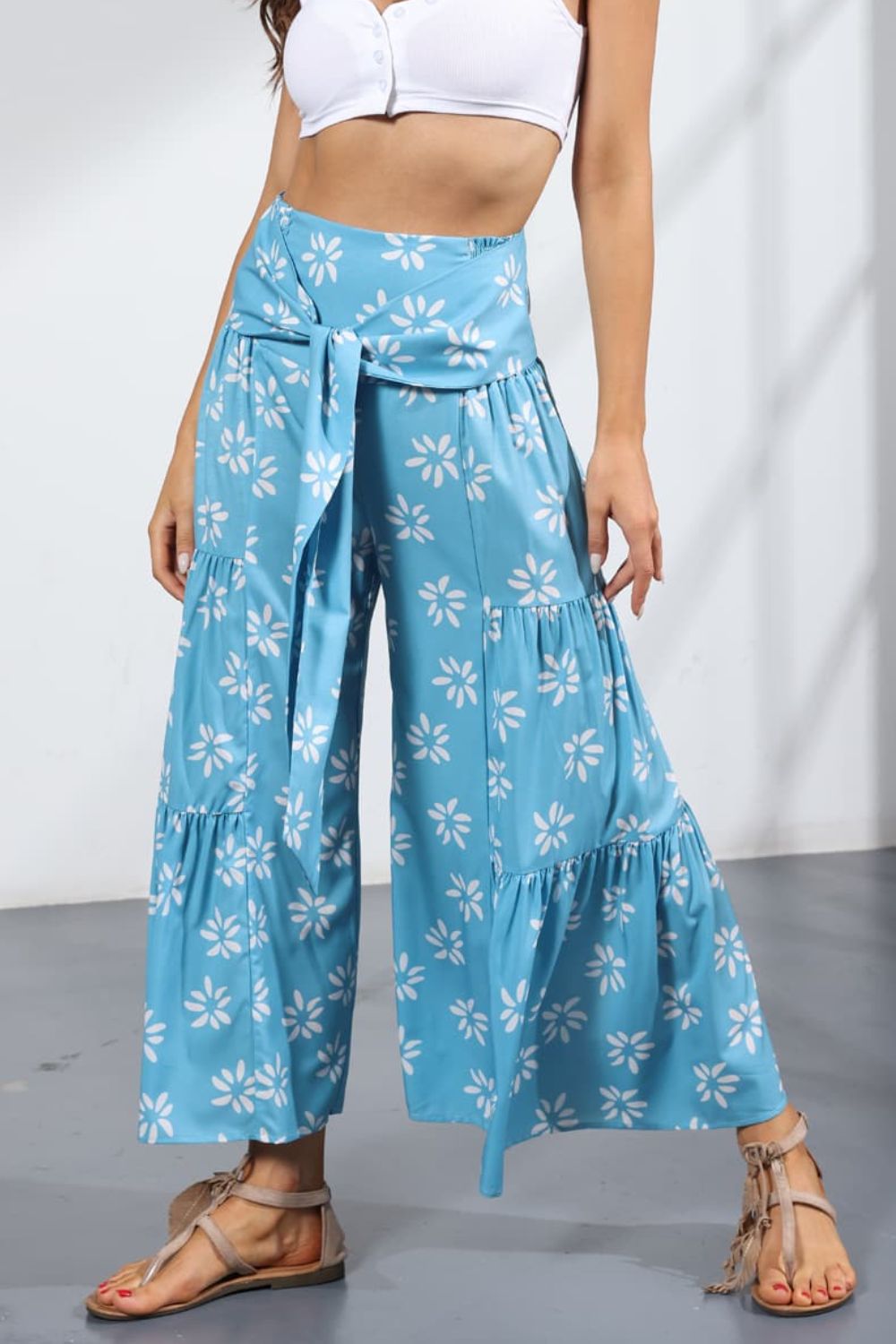 Printed Tie-Front Culottes - Bottoms - Pants - 35 - 2024