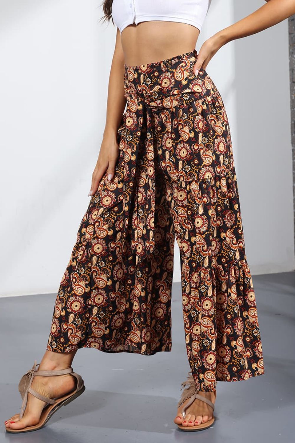 Printed Tie-Front Culottes - Bottoms - Pants - 8 - 2024