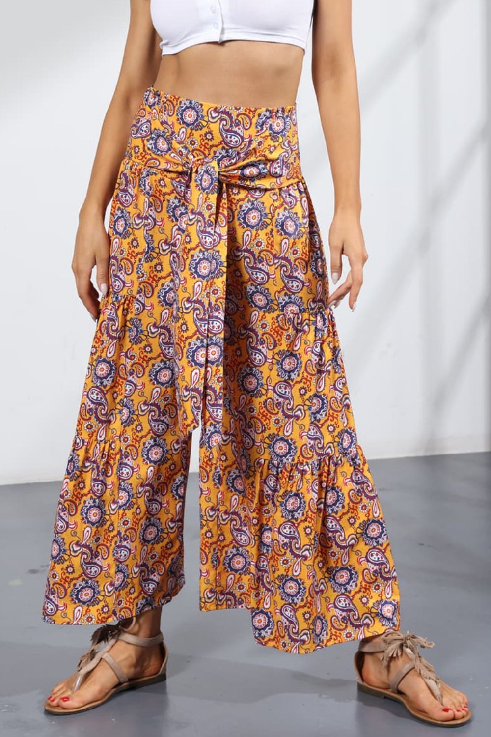 Printed Tie-Front Culottes - Bottoms - Pants - 14 - 2024