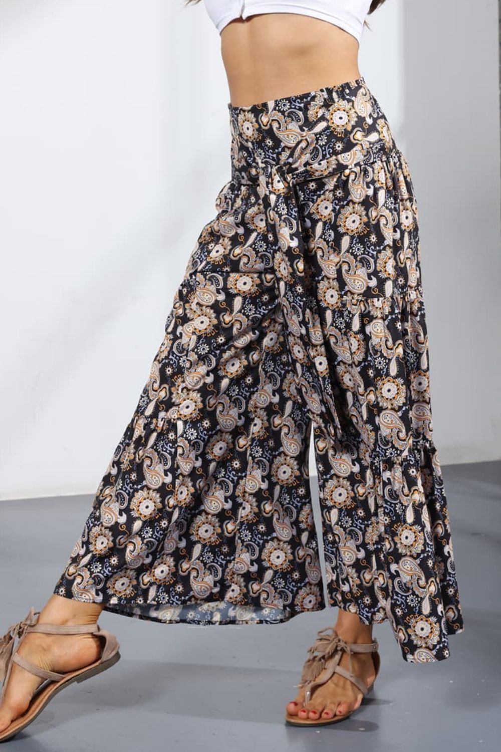 Printed Tie-Front Culottes - Bottoms - Pants - 5 - 2024
