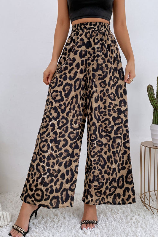 Printed Wide Leg Long Pants - Leopard / S - Bottoms - Pants - 1 - 2024