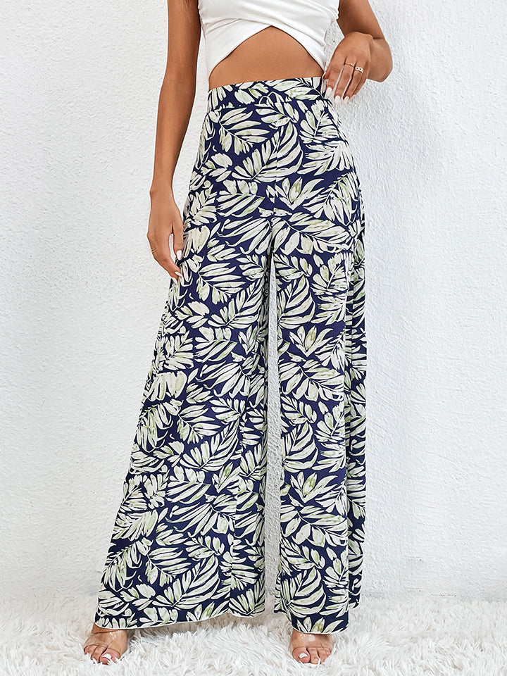 Printed Wide Leg Pants - Blue / S - Bottoms - Pants - 1 - 2024