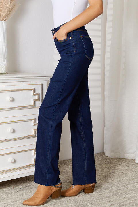 Raw Hem Straight Leg Jeans with Pockets - Bottoms - Pants - 2 - 2024