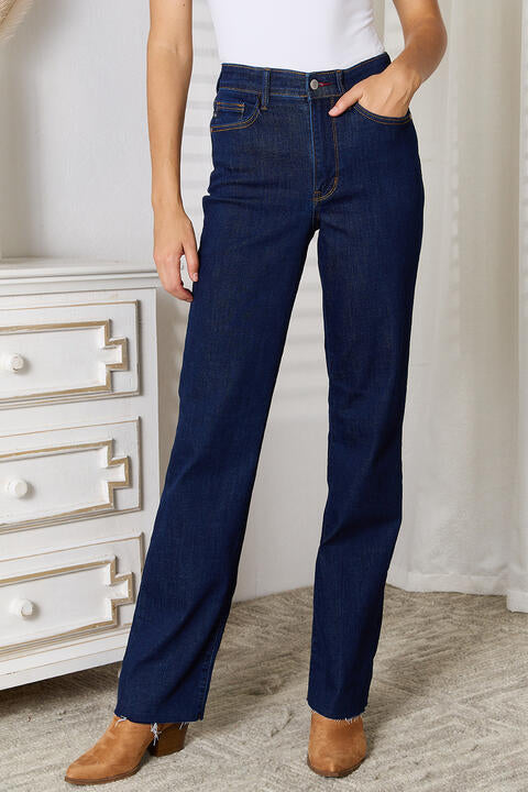 Raw Hem Straight Leg Jeans with Pockets - Bottoms - Pants - 3 - 2024