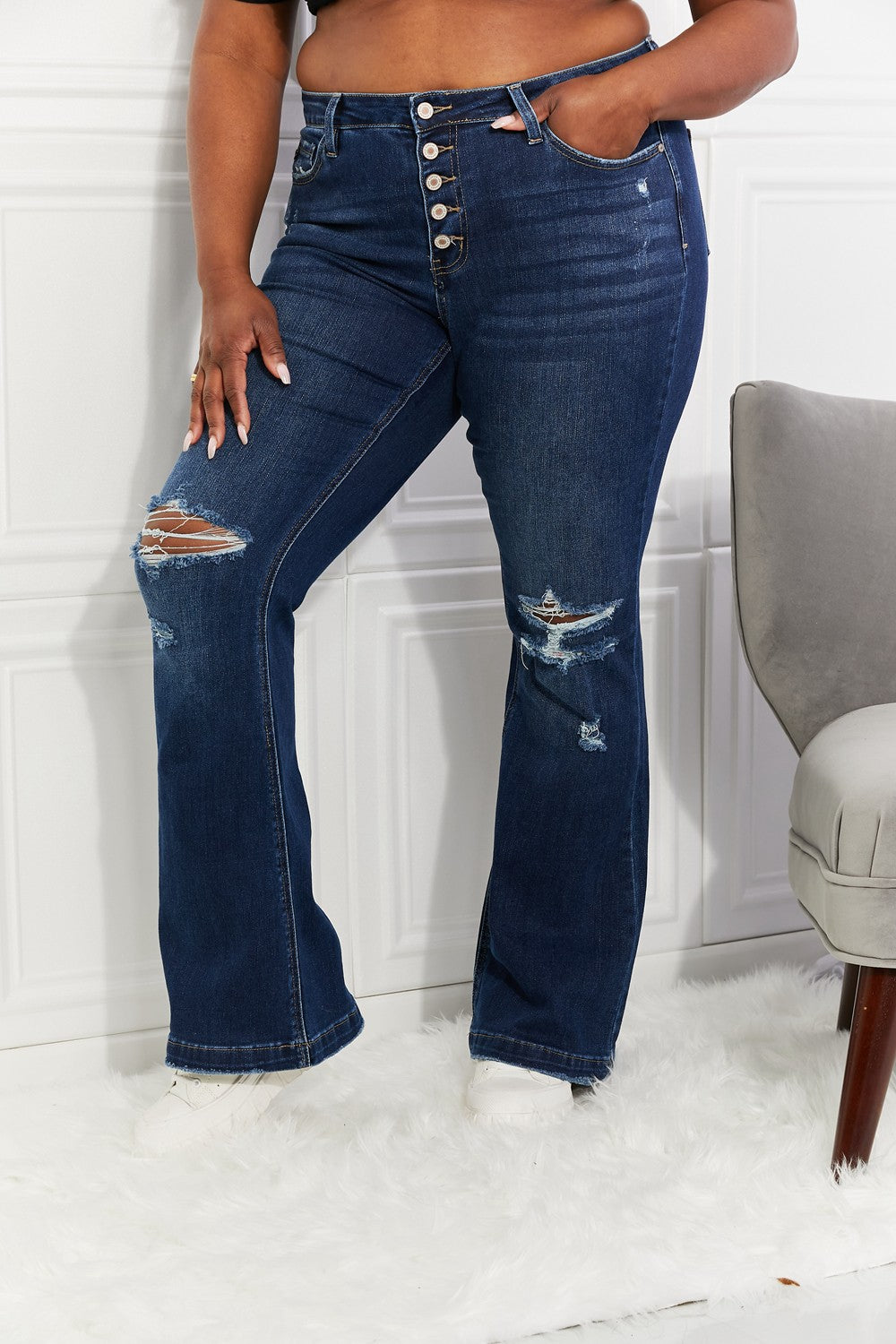Reese Midrise Button Fly Flare Jeans - Bottoms - Pants - 6 - 2024