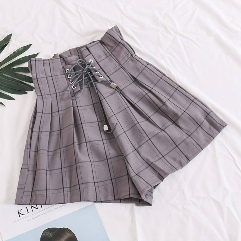Ribbon Tie High Waist Shorts - Gray / L - Bottoms - Clothing - 16 - 2024