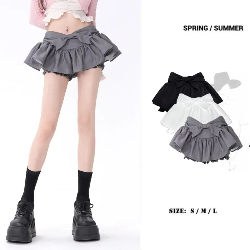 Ruffled Edge Grey Fluffy Skirt - Korean Preppy Style - Bottoms - Skirts - 3 - 2024