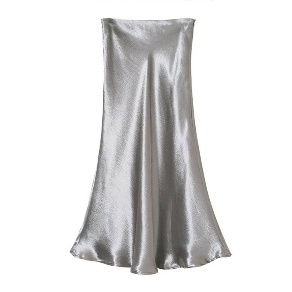 Satin Trumpet Skirt - Silver / L - Bottoms - Shirts & Tops - 7 - 2024