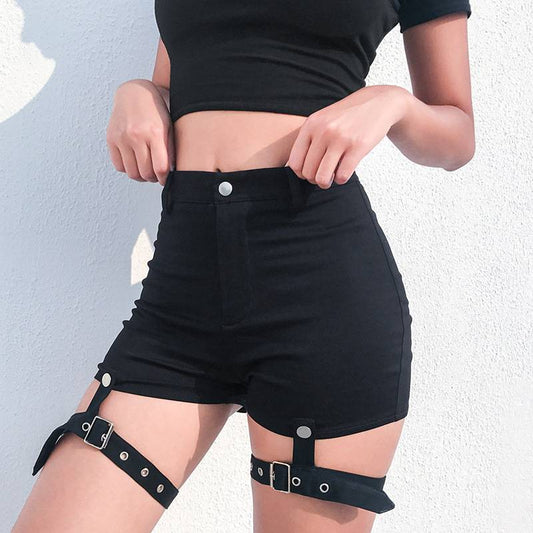 Sexy Goth Shorts With Garter - Bottoms - Shirts & Tops - 1 - 2024