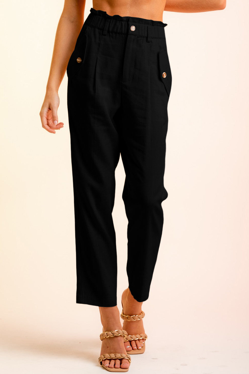 Side Button Long Pants - Black / S - Bottoms - Pants - 1 - 2024